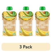 (3 pack) Happy Baby Clearly Crafted, Stage 2 Organic Baby Food, Banana Pineapple & Granola, 4 oz. Pouch