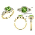 thumbnail image 3 of Dazzlingrock Collection 7mm Cushion Peridot & Round White Diamond Halo Split Shank Engagement Ring for Women (0.25 ctw, Color I-J, Clarity I1-I2) in 18K Yellow Gold, Size 10, 3 of 5