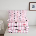 thumbnail image 5 of Manfei Pink Lines Print King Size Comforter Sets,Cute Coquette Bow Comforters King Size,Pink Reversible,3pcs,1 Comforter and 2 Pillowcases, 5 of 7