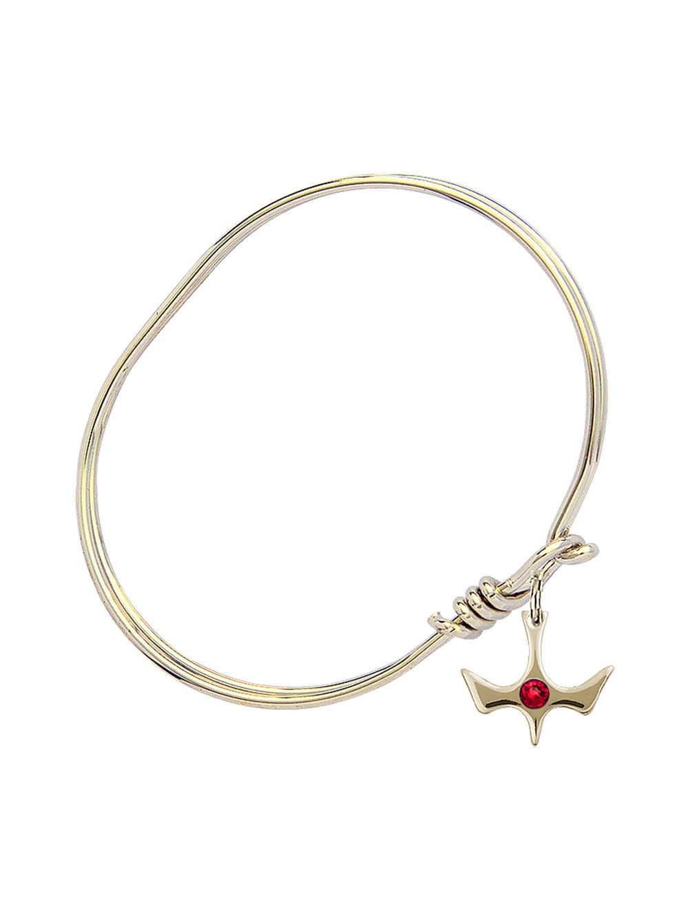 Holy Spirit Charm On A Child Sized 5 3//4 Inch Oval Eye Hook Bangle Bracelet