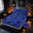thumbnail image 2 of Homewish Spider Web Queen Sheets, Happy Halloween Queen Sheet Sets, Royal Blue, 4-Piece (1 Flat Sheet, 1 Fitted Sheet and 2 Pillowcases), 2 of 3