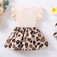 thumbnail image 3 of 12 Months Baby Girls Dress 18 Months Girls Sleeveless Dress Letter Print Round Neck Infant Girls Flying Sleeve Summer Dress Apricot, 3 of 6