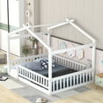 thumbnail image 3 of Bellemave Full Size House Floor Bed for Kids, Wooden Montessori Full Bed with Fence Railings and Support Slats, No Box Spring Needed (White), 3 of 7
