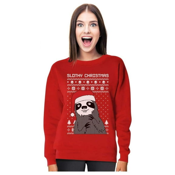 Tstars Womens Christmas Sweatshirt Slothy Holiday Shirt Funny Gift for Her Xmas Party Long Sleeve Tee