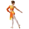 thumbnail image 2 of MSemis Kids Girls Lyrical Modern Dance Outfit Shiny Rhinestones Applique Crop Top with Shorts Orange 16, 2 of 6