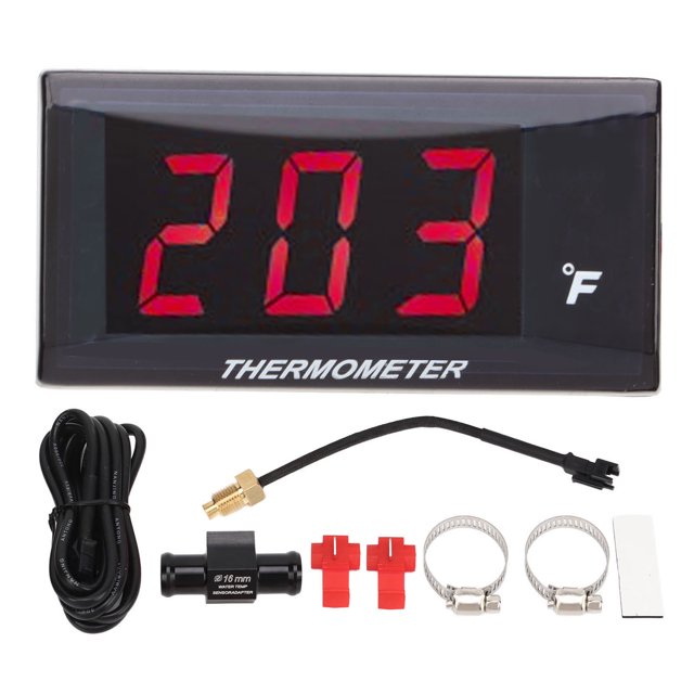 Medidor de temperatura del agua zhang ming a prueba de agua LCD retroiluminada T de 16 mm Rojo