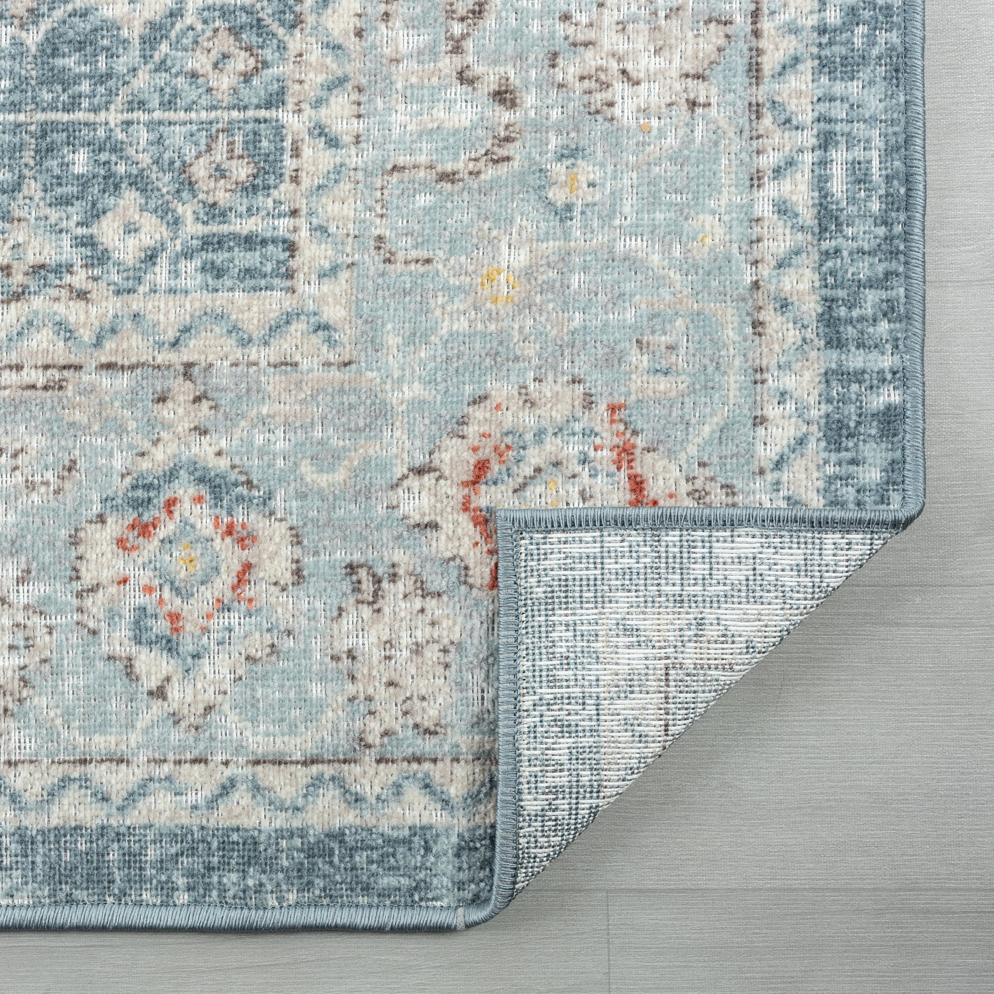 Ox Bay Blake 9' x 12' Indoor/Outdoor Area Rug, Blue/Rust Medallion, Durable and Easy Care