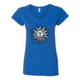 thumbnail image 2 of Wild Bobby Radiating Sun Puff Print Fashion Women’s Standard V-Neck Tee, Royal, Large, 2 of 6