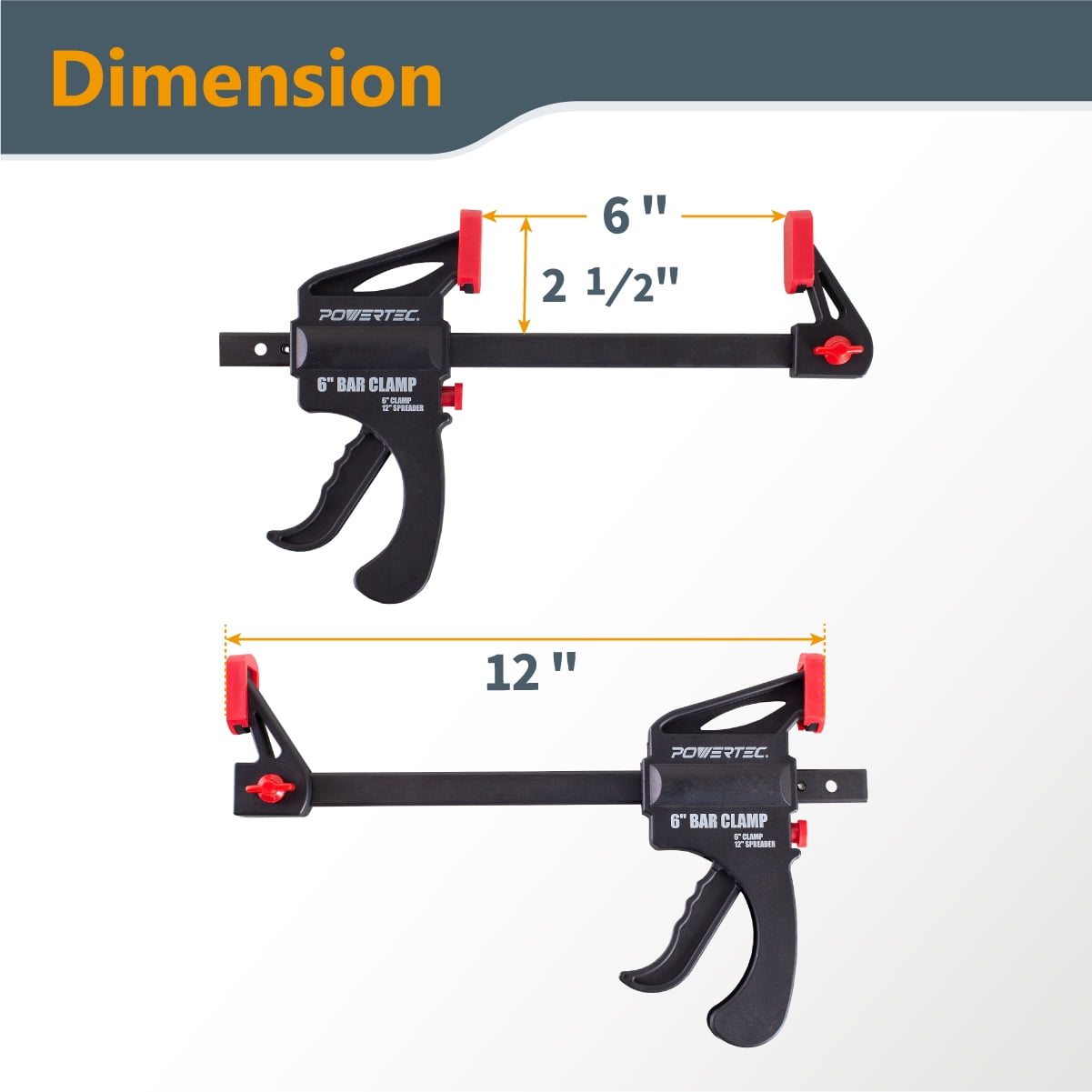 POWERTEC 6" and 12" Bar Clamps with Spreader, Trigger Clamps for Woodworking, One-Handed Carpenter Quick Clamp Sets for Gluing, Wood Clamps for Woodworking Tools, 6PK, 71787