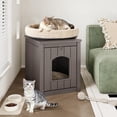 thumbnail image 4 of Cat Litter Box Enclosure, Plastic Hidden Litter Box Side Table with Openable Front Door, Waterproof & Weatherproof Cat House for Indoor & Outdoor Use (Gray), 4 of 7