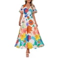 thumbnail image 1 of Vestido midi ZESICA 2025 con cuello en V floral de verano para mujer, 1 of 1