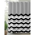 thumbnail image 2 of Shower Curtain Waterproof for Bathroom 72x84 Inch, Grey Black Waves Bath Curtain for Bath Stalls and Tub Chevron Stripe Decorative Shower Curtains with Hooks, 2 of 8