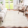 thumbnail image 2 of ZACOO 8'x10' Area Rugs Scalloped Solid Rug, Non-Slip Low Pile Area Rugs for Living Room Bedroom, Soft Modern Farmhouse Washable Carpet, Ivory White, 2 of 6