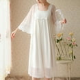 thumbnail image 2 of Defitshape Women's Cotton Victorian Nightgown Cute See Through Flutter Sleeve Pajama Dress Soft Floral Lace Overlay Square Neck Pleated Billowy Midi Sleep Shirt Sleepwear White X-Large, 2 of 5