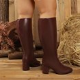 thumbnail image 6 of Willtoo Women's Faux Leather Mid Calf Boots, Pointed Toe Chunky Heel Tall Boots, Elegant Slim Fit Dress Shoes, 6 of 6