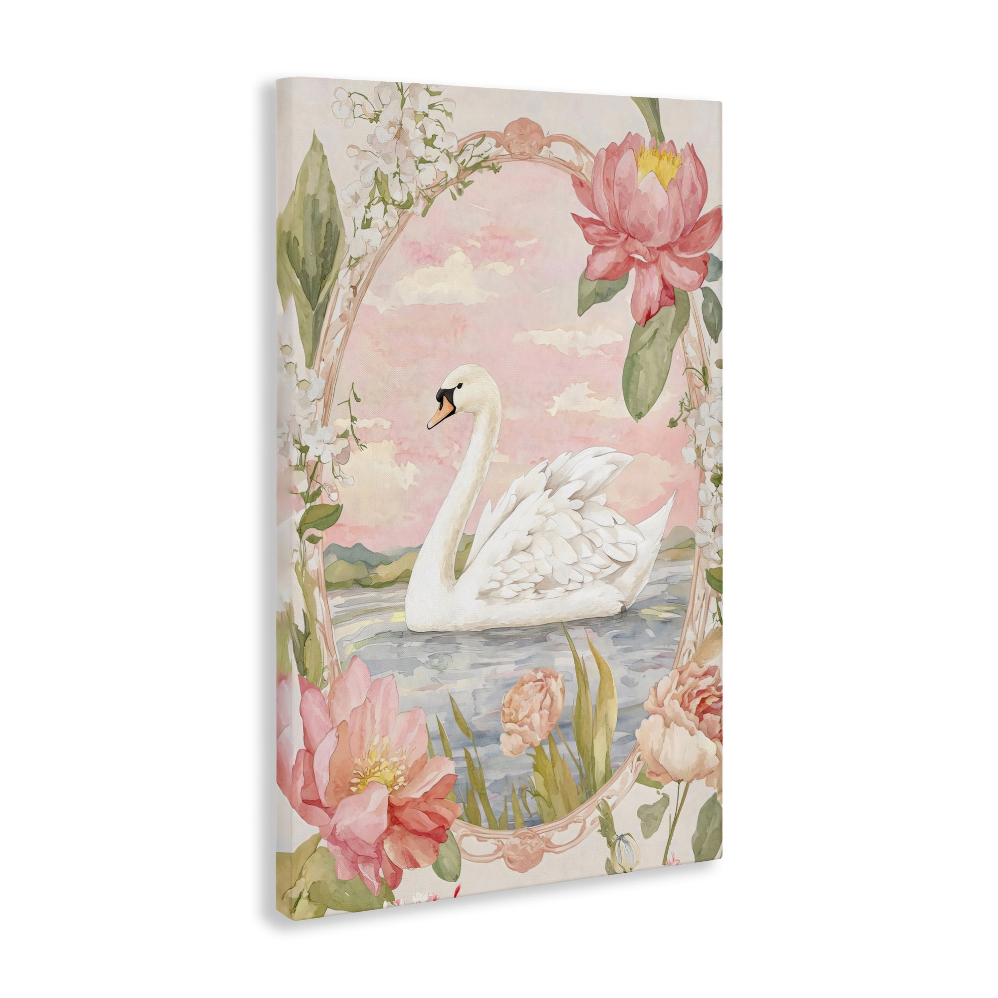 Stupell Industries Floral Border Swan in Bloom Canvas Wall Art, design by Creative Studio