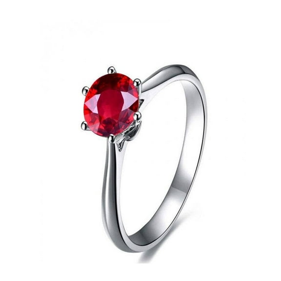 Round 1 Carat Ruby and Diamond Solitaire Engagement Ring for Women in 10k White Gold affordable ruby & diamond engagement ring
