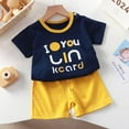 thumbnail image 2 of LNMQLPDBS Kid Toddler Boy Summer Clothes 2pcs Outfits Animal Letters Printed Short Sleeve T-Shirt with 2 Shoulder Buttons for Easy-Dress & Solid Color Shorts Baby Boys Summer Outfits Set, 2 of 4