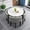 White Fossil Stone,White Faux Leather, Black Stainless Steel, variant on Modern Space-Saving Round Dining Set – Gray Table And Chair Set For Small Spaces