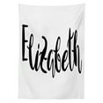 thumbnail image 3 of Ambesonne Elizabeth Tablecloth Rectangular Table Cover, Monochrome Letters, 60"x84", Black and White, 3 of 4