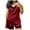 Wine, variant on AOOCHASLIY Pajamas for Women Women's Fashion V-neck Eyelash Solid Color Vest Pajama Shorts Set