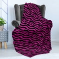 thumbnail image 4 of Pink Zebra Soft Flannel Fleece Throw Blanket, Wild Zebra Background Stripes Savannah Exotic Youth Culture Hippie, Cozy Plush for Indoor and Outdoor Use, 50" x 70", Magenta Onyx, by Ambesonne, 4 of 5