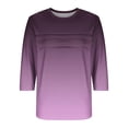 thumbnail image 4 of Plus Size Women's Pleated Tunic Tops Fall Long Sleeve Blouses Fashion Curved Hem Shirts Dressy Casual Purple XXL, 4 of 5