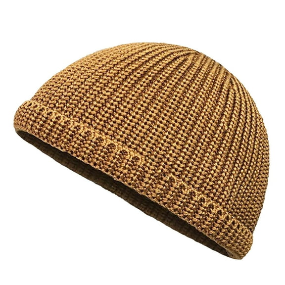 ZQUUVOU Unisex Melon Cap Beanie Hat Knitted Hip Hop Hat Baotou Cap Hat Brown