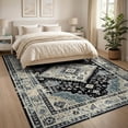 thumbnail image 3 of ODIKA 8'x10' Washable Area Rug Durable, Non-Slip Farmhouse Distressed Abstract Border Ornamental Desk Dining Under for Living Room, Sectional, Family, 3 of 7