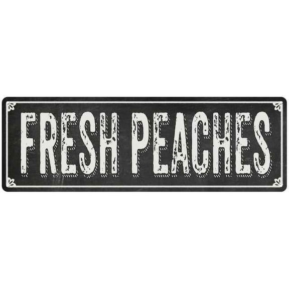 FRESH PEACHES Shabby Chic Black Chalkboard Metal Sign 6x18 Decor 106180050046