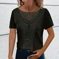 thumbnail image 4 of Timegard Womens Tops Summer Beach Ribbed Lace Scoop Neck Comfy Drop Shoulder Tee Shirts Casual Top, 4 of 7