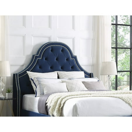 Aaron Navy Blue Velvet Tufted Headboard - Queen Size ...