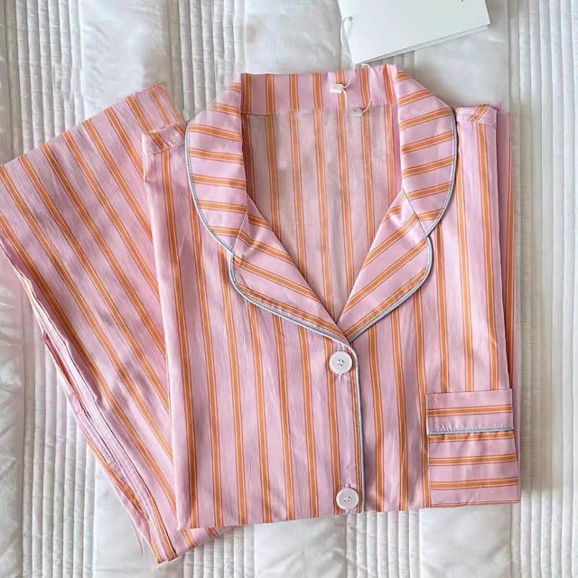 Conjunto de pijama a rayas para mujer, ropa de casa minimalista, moda de ocio, cómoda, suelta, estilo coreano, temperamento de primavera, nuevo