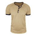 thumbnail image 6 of Men’s Short Sleeve Round Neck T-Shirt Front Placket Contrast Color Cuffs Summer Top, 6 of 9
