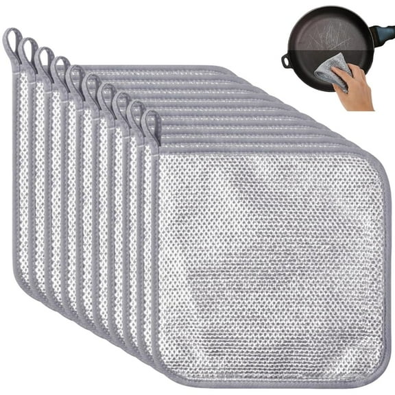 Zeya 20-Pack Triple Layer Wire Dishcloths: 7.87" Non-Scratch Reusable Dishwashing Rags for Kitchen, Stove