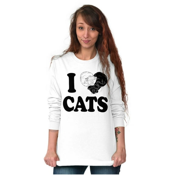 I Love Cats Cute 2 Kitties Yin Yang Women's Long Sleeve T Shirt Brisco Brands X