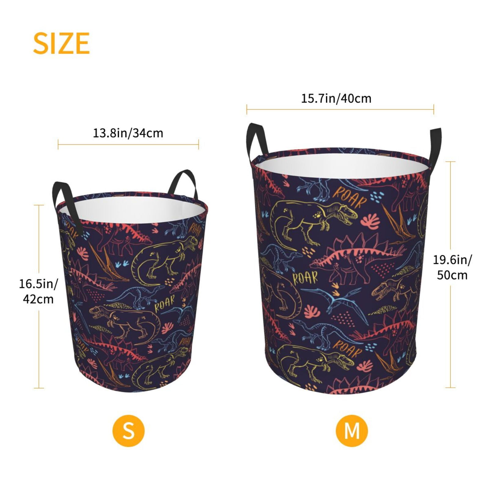 Large Laundry Basket with Handles - colorful Dinosaur cartoon Kids Baby Dirty Clothes Laundry Hamper for Bedroom Aesthetic