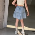 thumbnail image 5 of Girls Denim Skirt High Waist A-Line Jean Skirt Knee Length Trendy Jeans Skorts Summer Outfits for Girls (2-Blue 11-12), 5 of 7