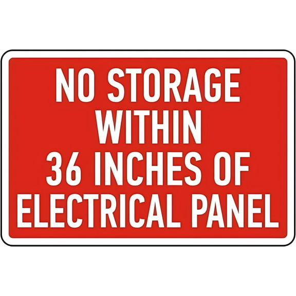 No Storage Within 36 Inches Tin Sign - 8"x12" Vintage Metal Warning Sign for Home Farm Bar Coffee Shop Club, Emergency Route, Clearance Requirement, Wall Decor