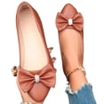 thumbnail image 4 of hoksml Women's Rhinestone Bow Ballet Flats, Round Toe Soft Leather Slip On Casual Walking Flat Shoes, 4 of 9