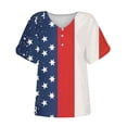 thumbnail image 3 of Itsame 4th of July Shirts Women Independence Day Short T-Shirt Sleeve American Flags Printed Short Sleeve Top, V-Neck Red, 3 of 4