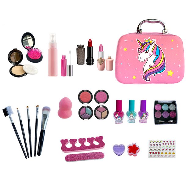 Kit de maquillaje para niños Juego de maquillaje sin BPA de seguridad Juego de maquillaje cosmético lavable y no tóxico Desarrollo de la creatividad Juego de maquillaje con caja de almacenamiento para
