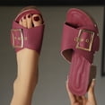 thumbnail image 6 of SACFOF Women's Slide Heeled Sandals Opened Square Toe Chunky Block Heel Slippers with Buckle Slip on Long Womens Slippers, 6 of 6