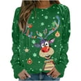 thumbnail image 2 of Pntutb Navidad mujer moda Casual estampado cuello redondo suelta manga larga tops blusa sin capucha sudaderas PNTUTB Pntutb-4672, 2 of 7