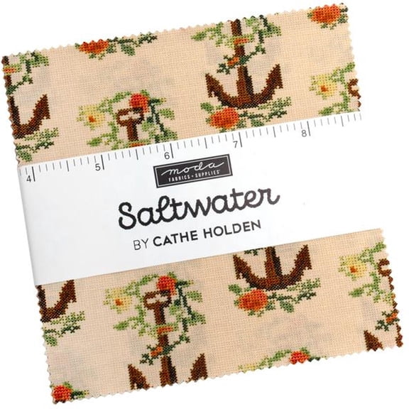 Saltwater Charm Pack by Cathe Holden, 42 5-inch Precut Fabric Quilt Squares