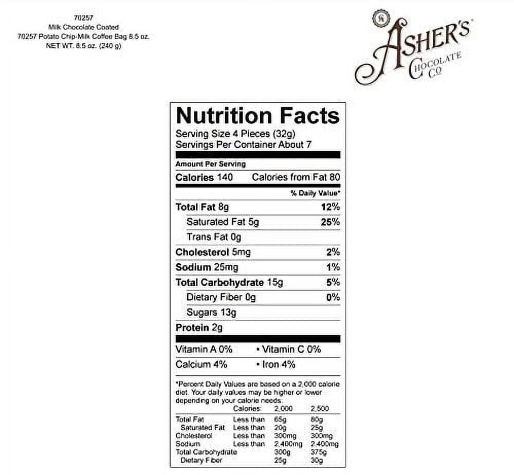 Asher's Chocolate Company, Delicious Chocolate Covered Potato Chips, Made from the Finest Kosher Chocolate, Family Owned Since 1892 (8.5oz, Milk Chocolate)