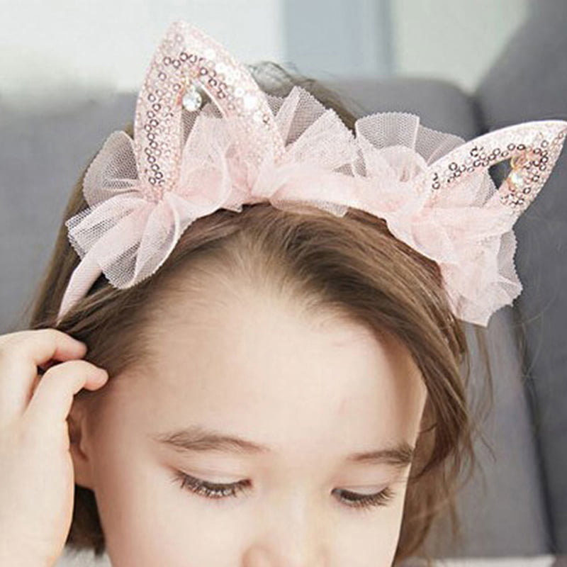 Baby princess cat ears tiara hairband hair head hoop band for kids headwear .AU