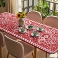 thumbnail image 3 of Valentine's Day Table Cloths for 8 Foot Rectangle Tables, Red Love Retro Country Abstract Art Patio Waterproof Elastic Fitted Tablecloths, Washable Rectangular Table Cover for Camping, 3 of 8