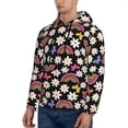 thumbnail image 3 of Pofeuu Rainbow Flowers Print Mens Casual Hooded Collar Drawstring Hoodies Pullover Sweatshirts Casual Long Sleeve Shirts-X-Large, 3 of 7