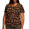 thumbnail image 2 of Women's Plus Halloween Short Sleeve T-Shirt Summer Fall Crewneck Pumpkin Printed Graphic Tee Tops M-5XL, 2 of 6